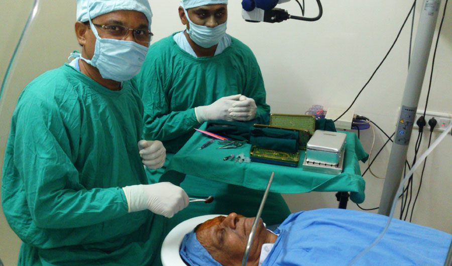 Eye surgery in progress at Netrayu